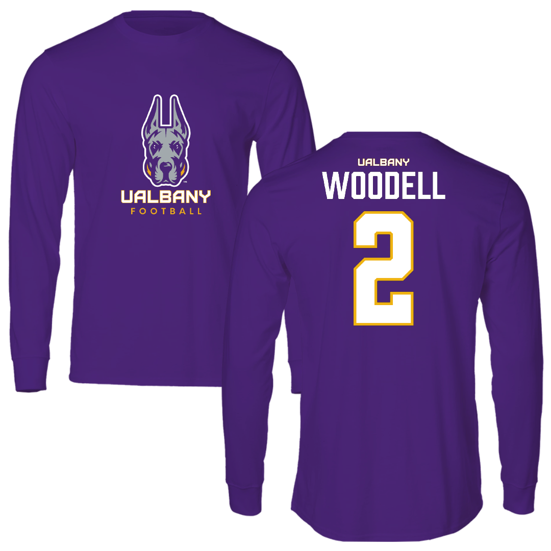 University at Albany Football Purple Mascot Long Sleeve - #2 Griffin Woodell