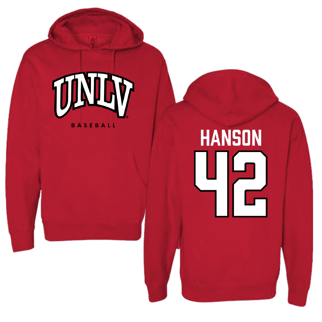 University of Nevada-Las Vegas Baseball Red Block Hoodie - #42 Jordan Hanson