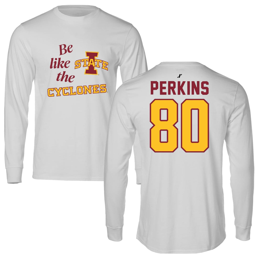 Iowa State University Football Light Gray Be Like Us Long Sleeve - #80 Tyler Perkins