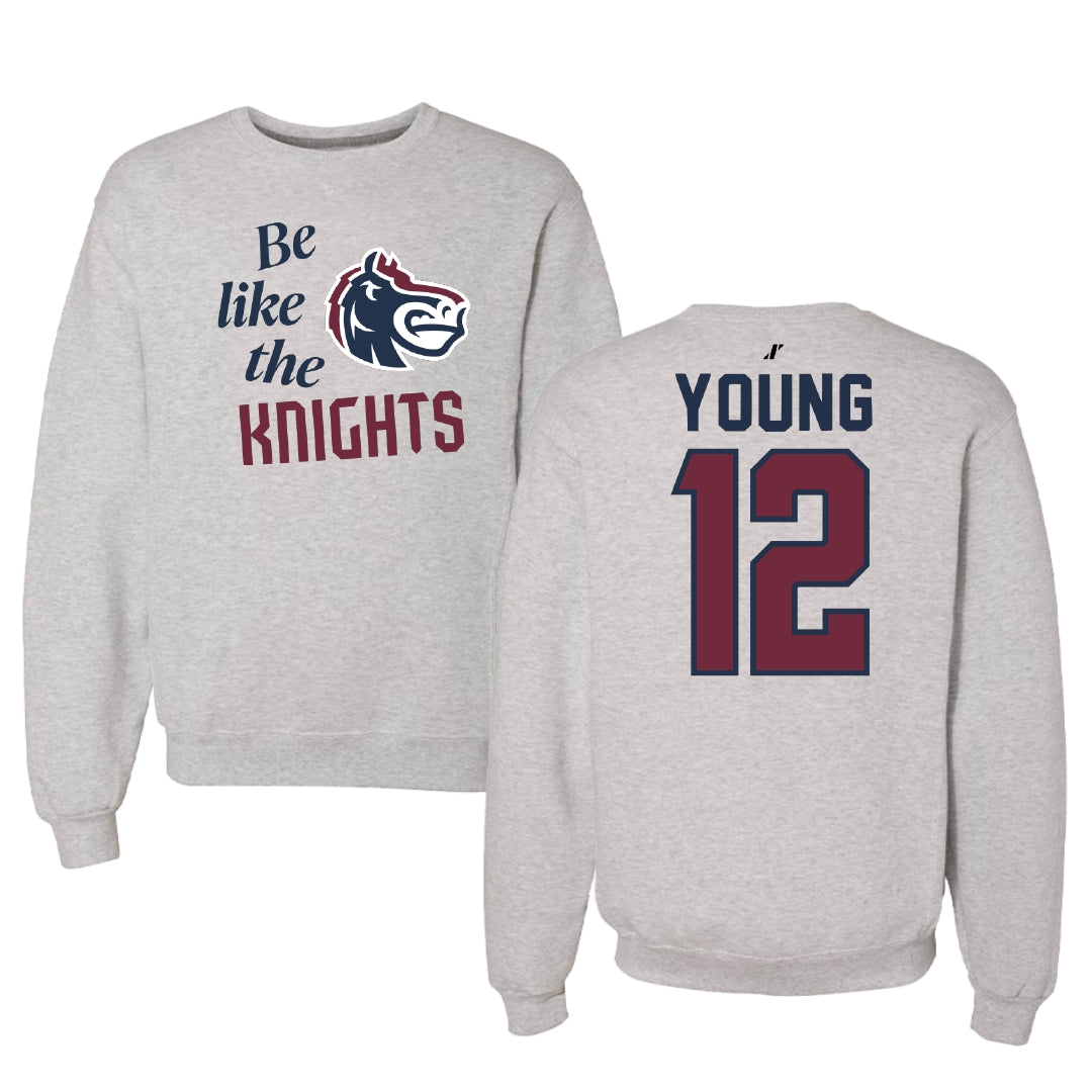 Fairleigh Dickinson University-Metropolitan Campus Volleyball Light Gray Be Like Us Crewneck - #12 Ethan Young