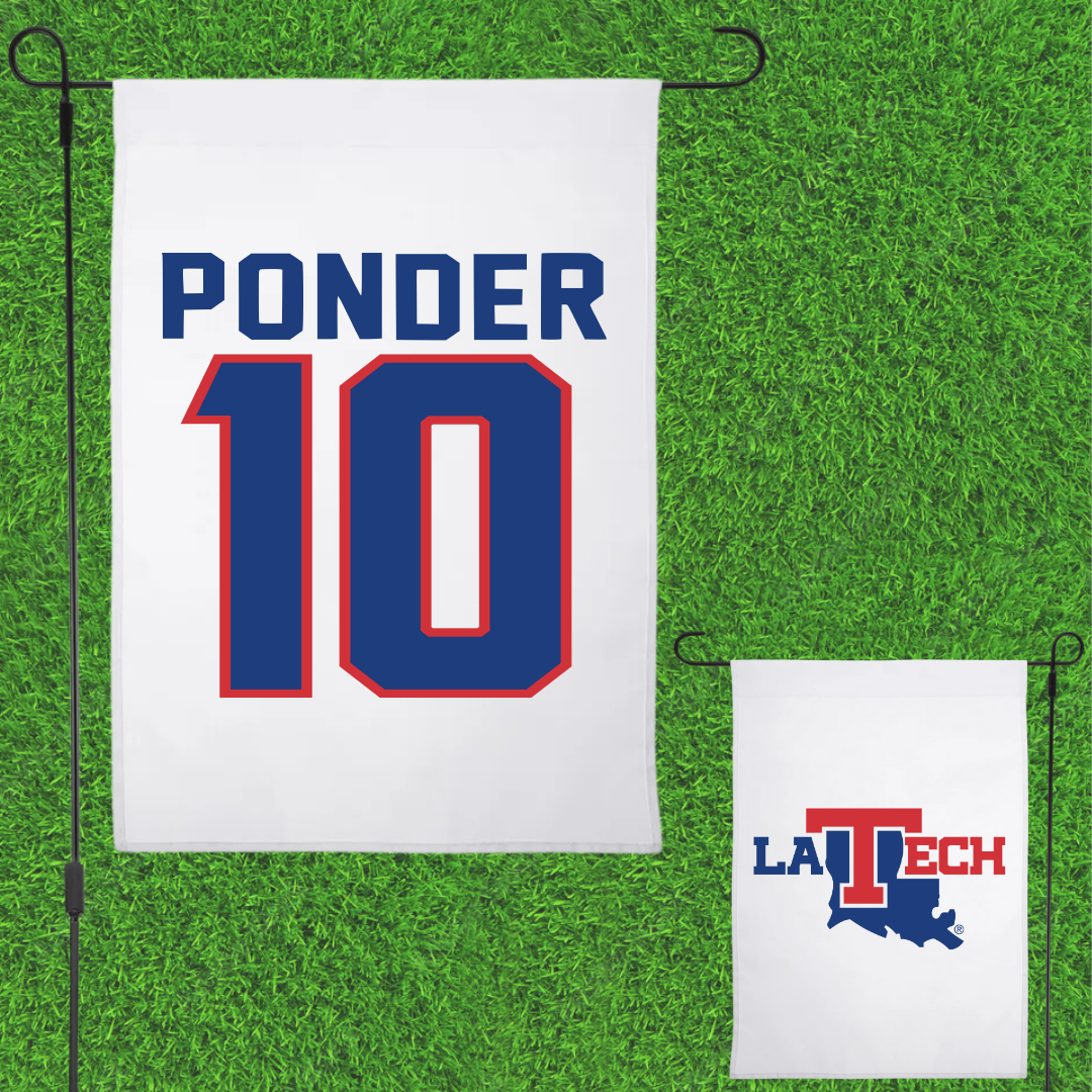 Louisiana Tech University Basketball White Garden Flag - #10 Ben Ponder