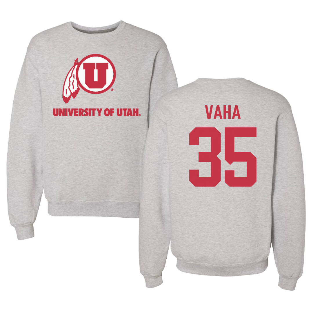 University of Utah Football Gray Crewneck - #35 Isaac Vaha