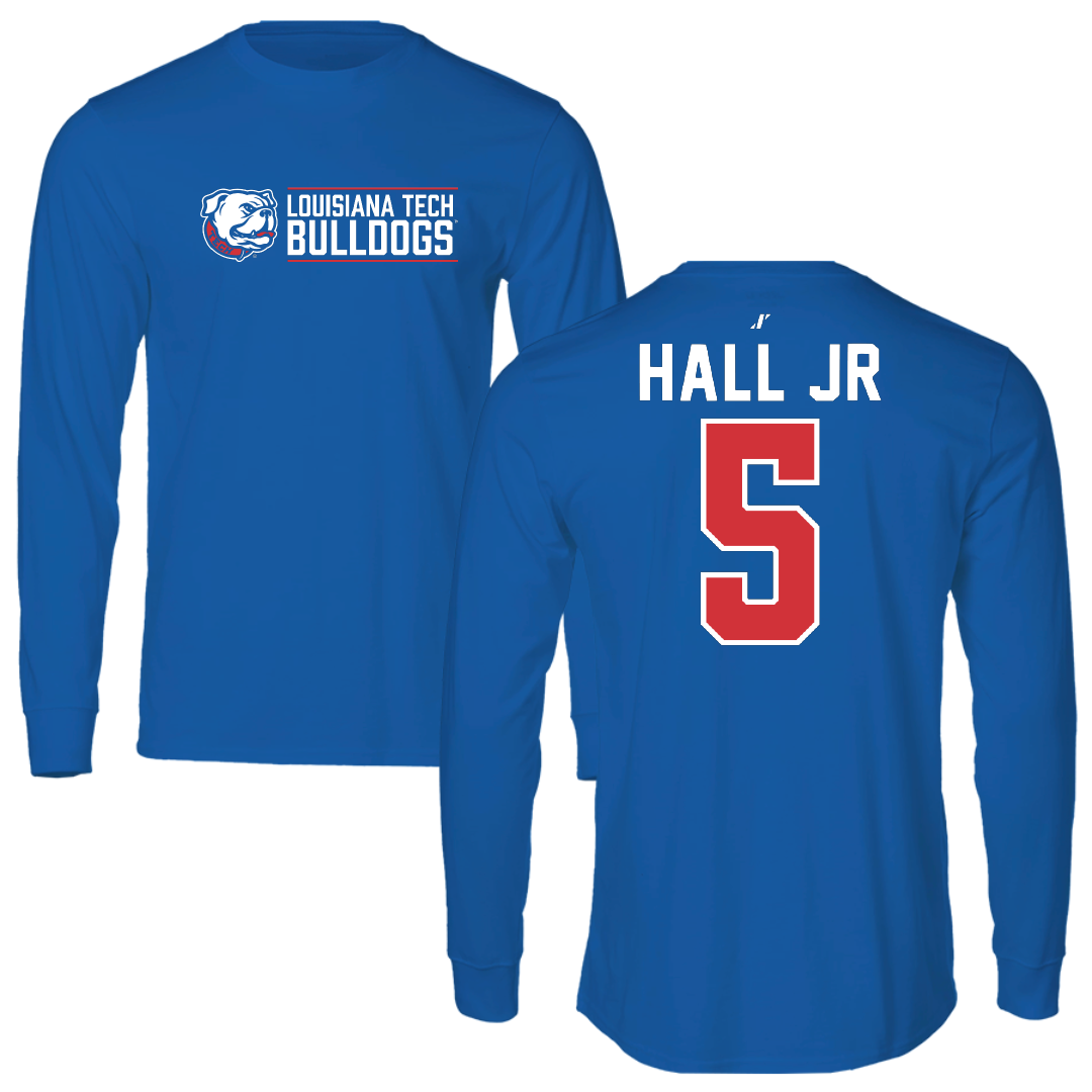 Louisiana Tech University Football Blue General Performance Long Sleeve - #5 Deshon Hall Jr