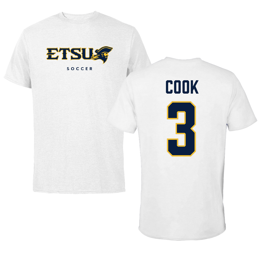 East Tennessee State University Soccer White Performance Tee - #3 Lindsey Cook