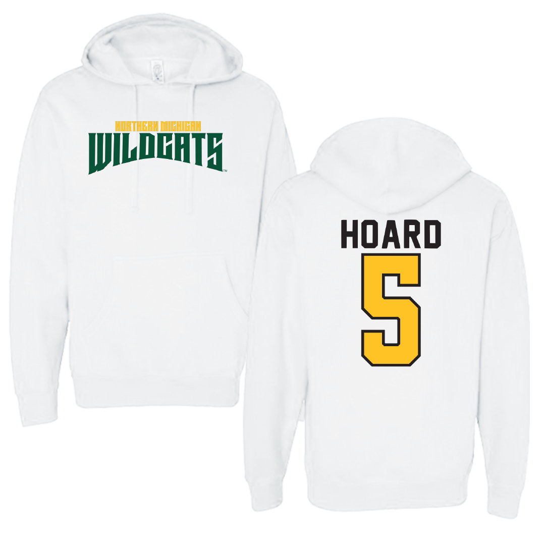Northern Michigan University Football White Classic Hoodie - #5 Aidan Hoard