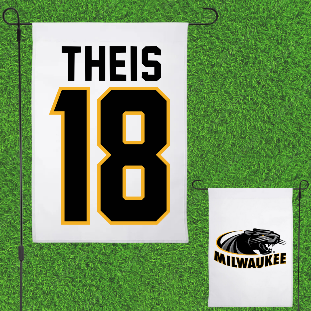 University of Wisconsin-Milwaukee Baseball White Garden Flag - #18 Gavin Theis