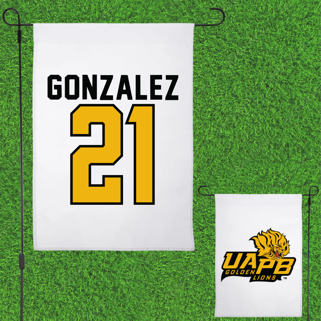 University of Arkansas-Pine Bluff Soccer White Garden Flag - #21 Brooke Gonzalez