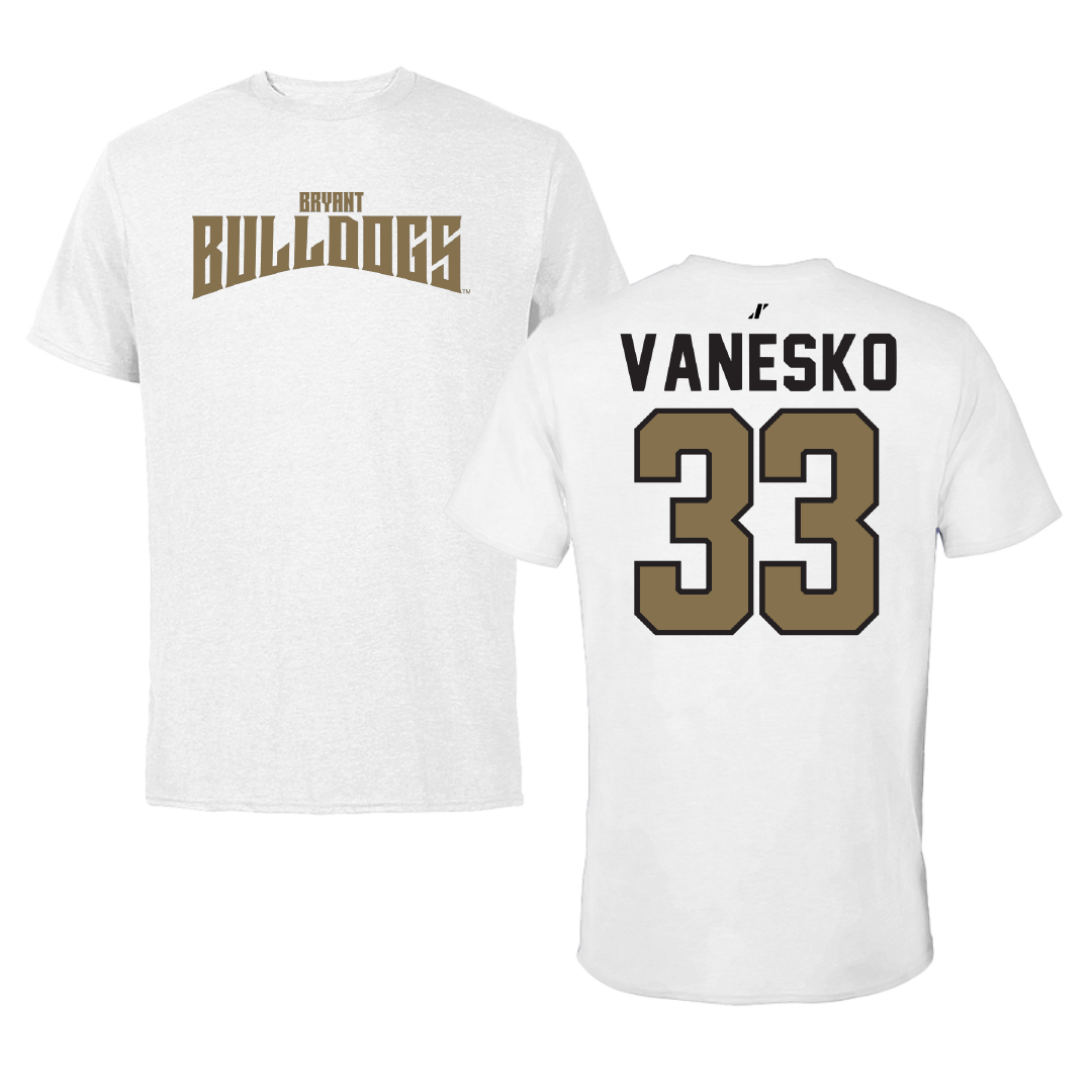 Bryant University Baseball White Classic Tee - #33 Jackson Vanesko