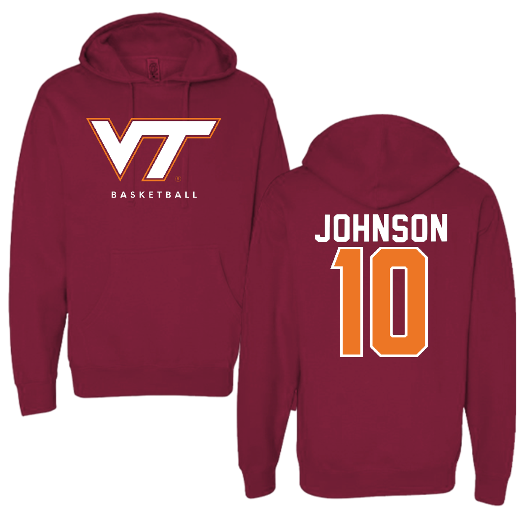 Virginia Tech Basketball Maroon Hoodie - #10 Tyler Johnson