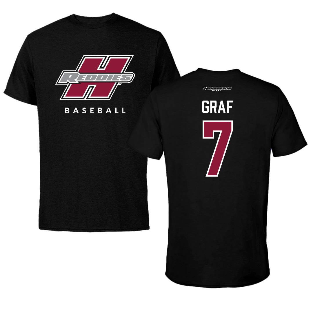 Henderson State University Baseball Black Performance Tee - #7 Ty Graf