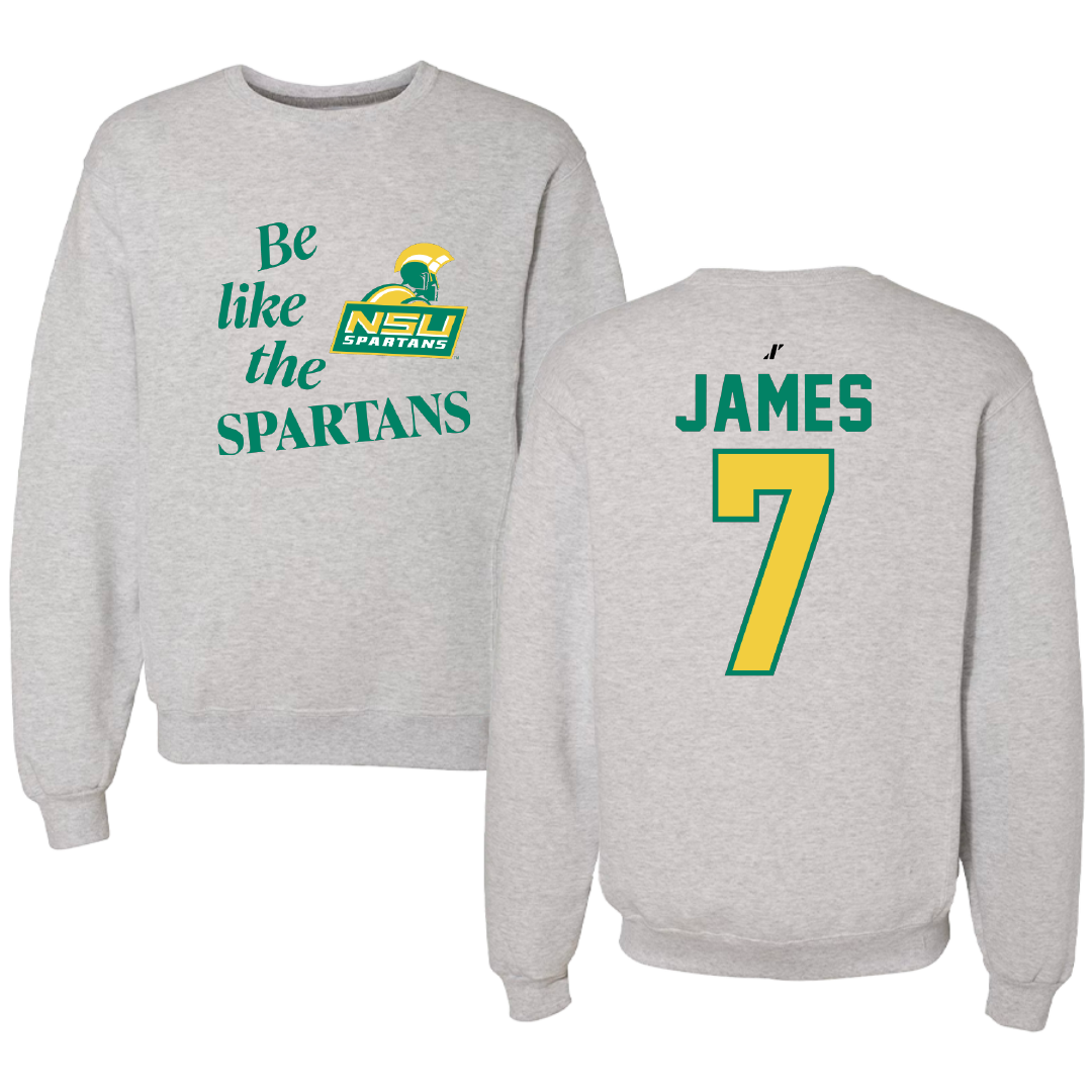 Norfolk State University Football Light Gray Be Like Us Crewneck - #7 Nolan James