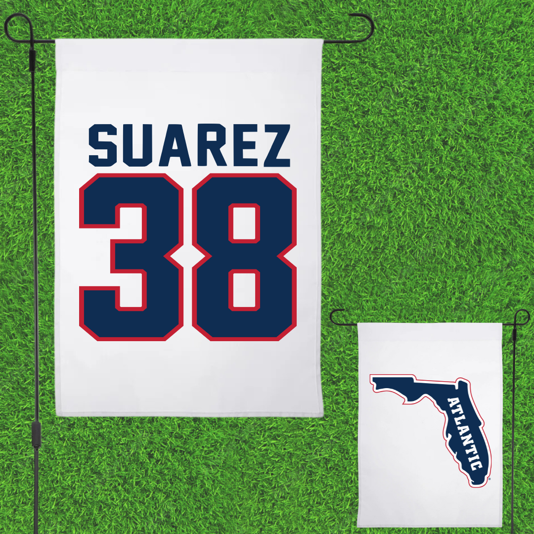 Florida Atlantic University Football White Garden Flag - #38 Morgan Suarez