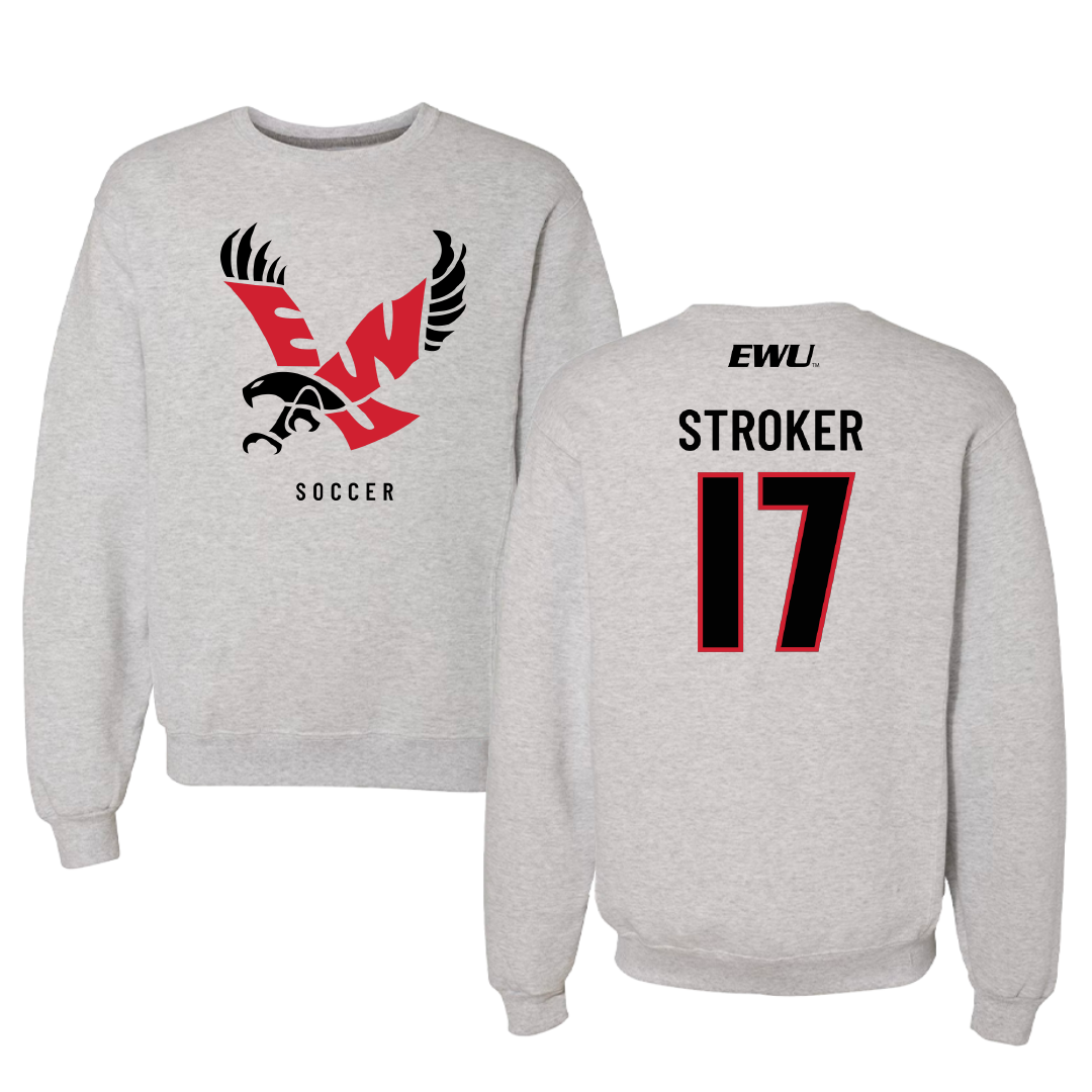 Eastern Washington University Soccer Gray Crewneck - #17 Kyla Stroker