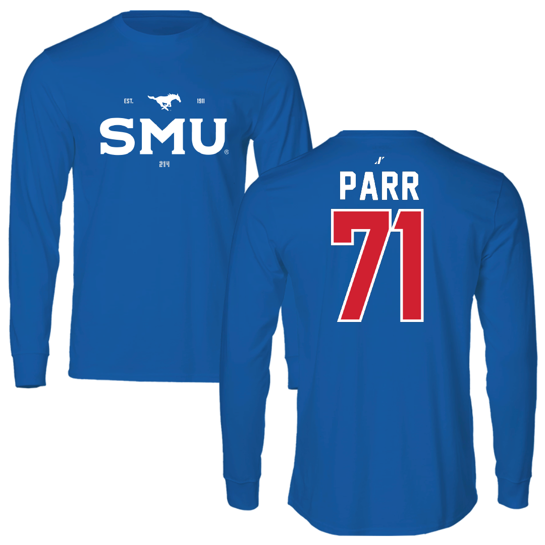 Southern Methodist University Football Blue General Long Sleeve - #71 Logan Parr