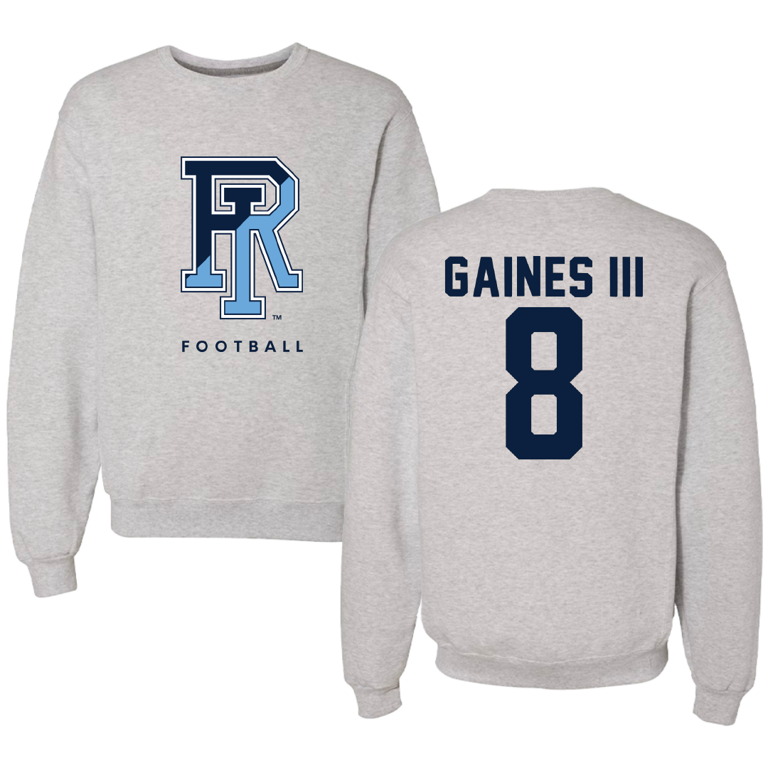 University of Rhode Island Football Gray Crewneck - #8 Greg Gaines III