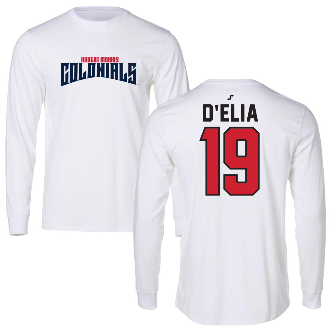 Robert Morris University Ice Hockey White Classic Performance Long Sleeve - #19 Thalia D'Elia