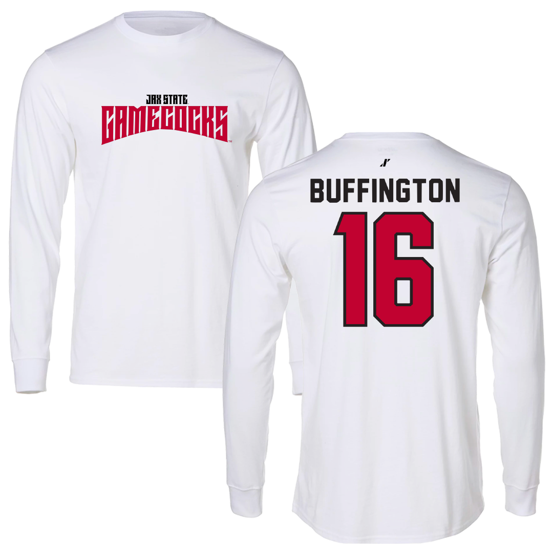 Jacksonville State University Softball White Classics Performance Long Sleeve - #16 Hannah Buffington