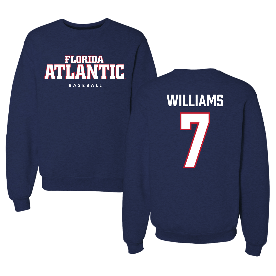 Florida Atlantic University Baseball Navy Crewneck - #7 CJ Williams