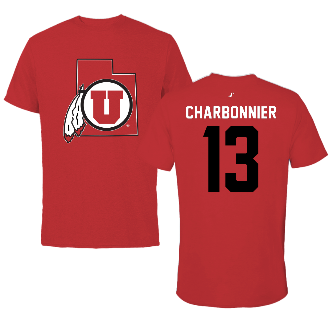 University of Utah Lacrosse Red State Performance Tee - #13 Luc Charbonnier