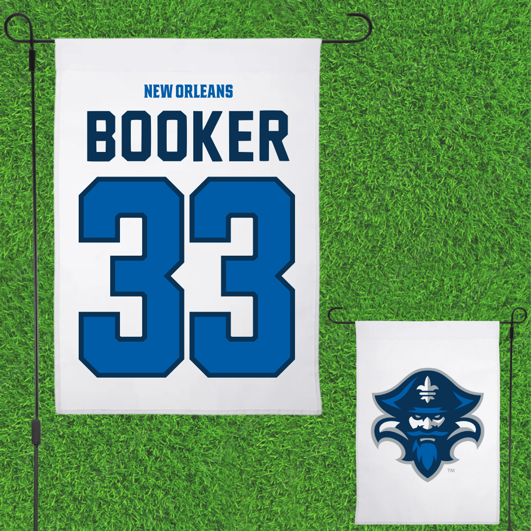 University of New Orleans Basketball White Garden Flag - #33 Dorian Booker