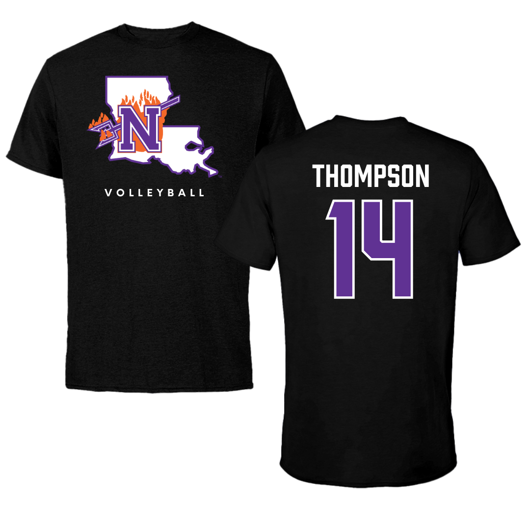 Northwestern State University Volleyball Black Block Tee - #14 Reaghan Thompson