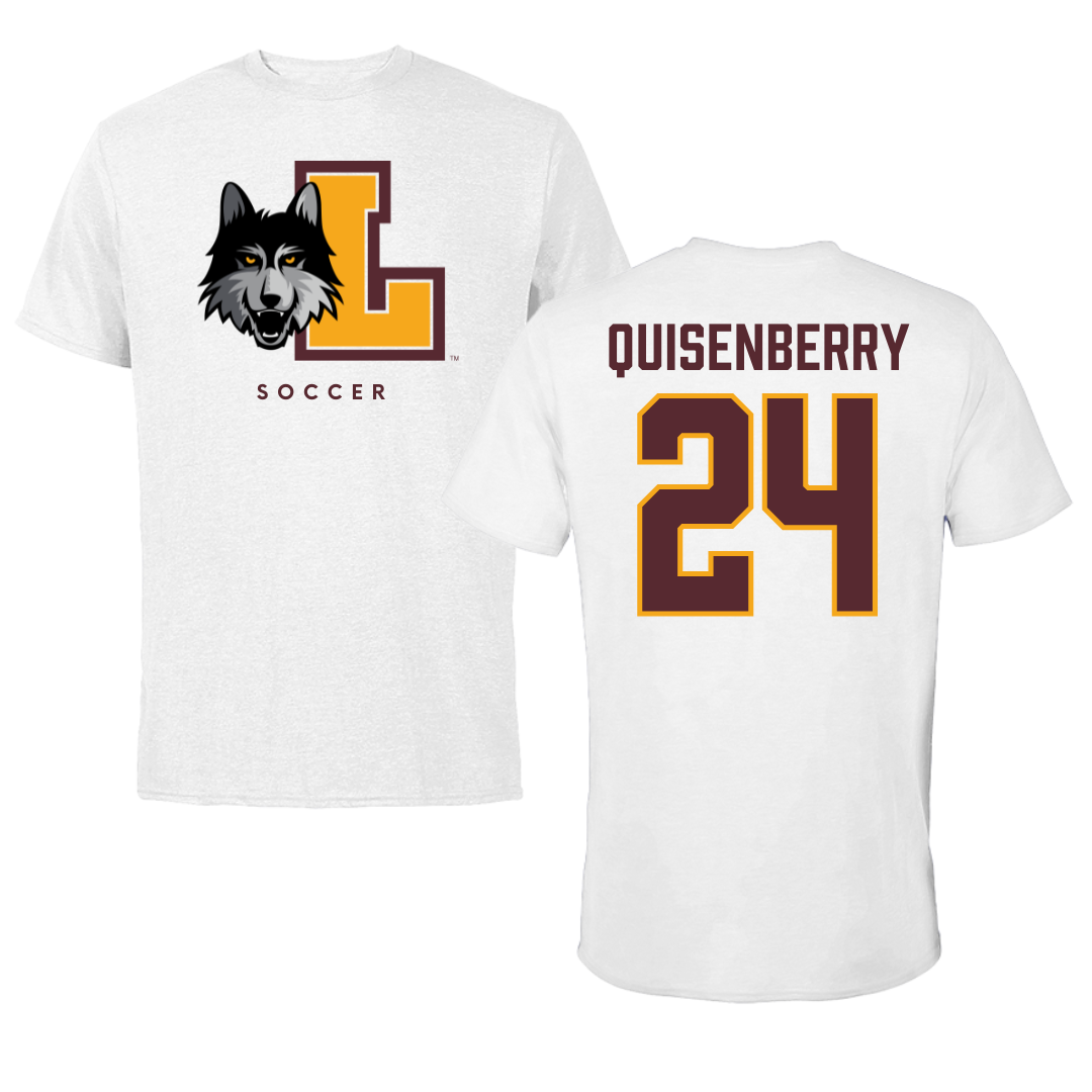 Loyola University-Chicago Soccer White Tee - #24 Chris Quisenberry
