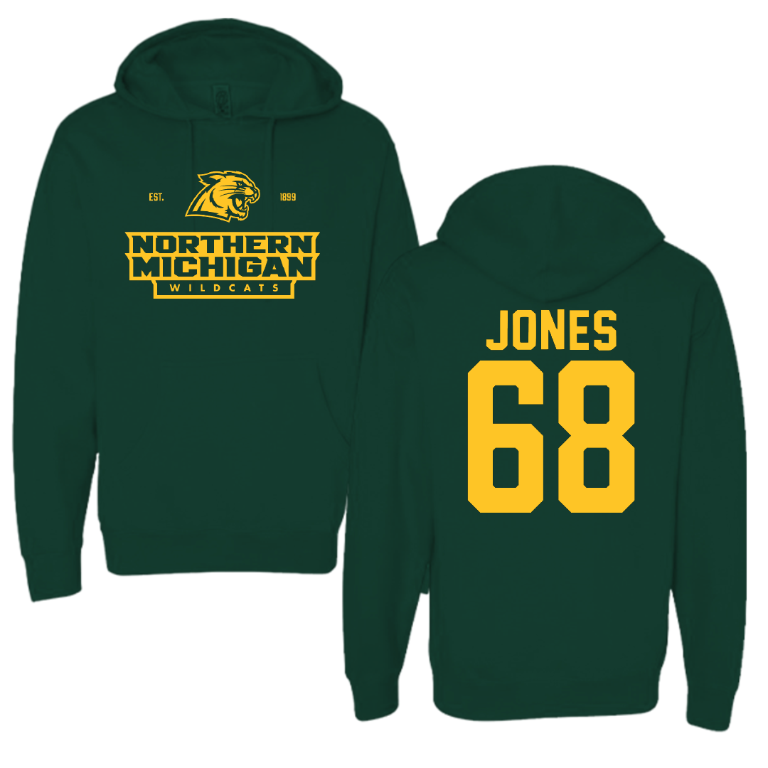 Northern Michigan University Football Forest Green General Hoodie - #68 Tommy Jones