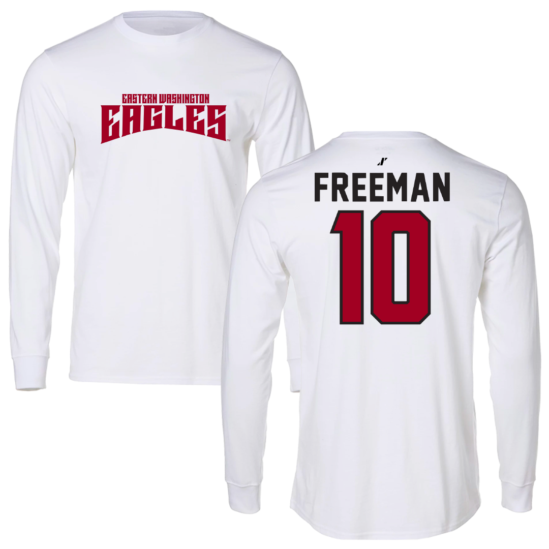 Eastern Washington University Soccer White Classic Performance Long Sleeve - #10 Charity Freeman