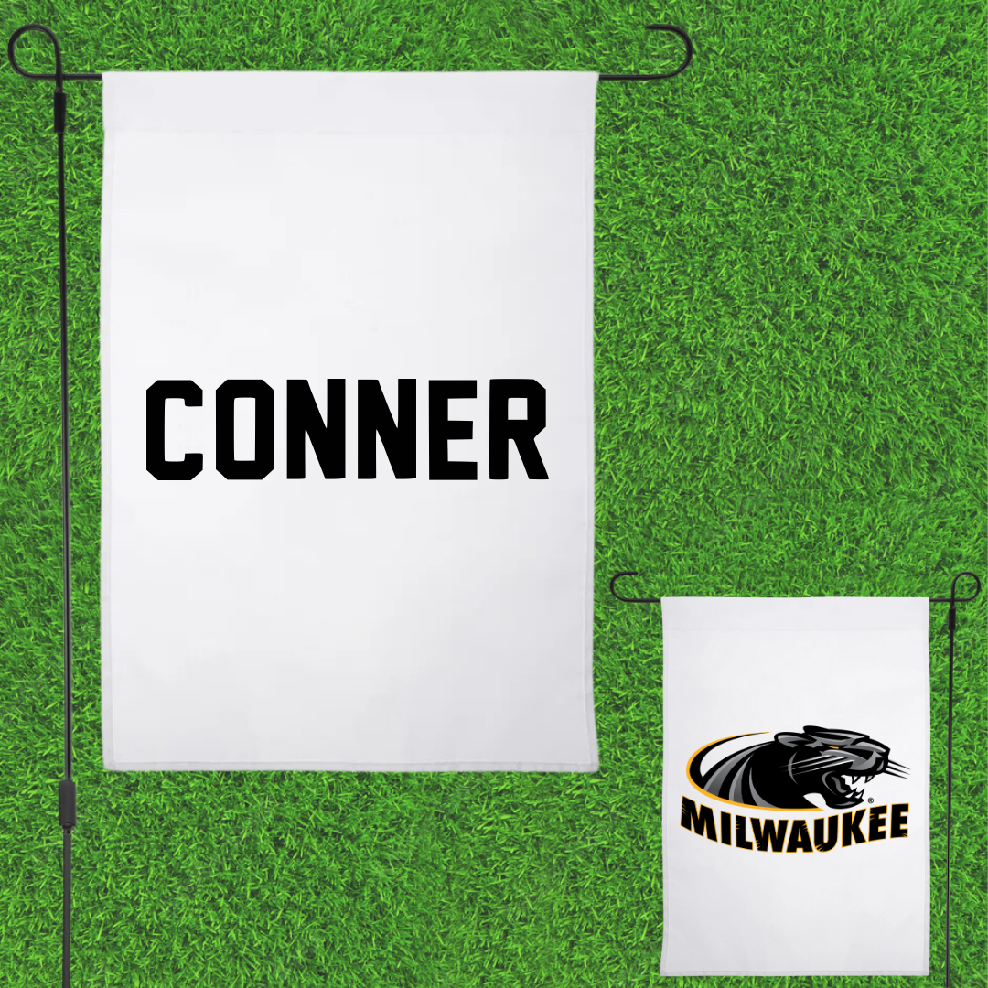 University of Wisconsin-Milwaukee TF and XC White Garden Flag - Claudia Conner