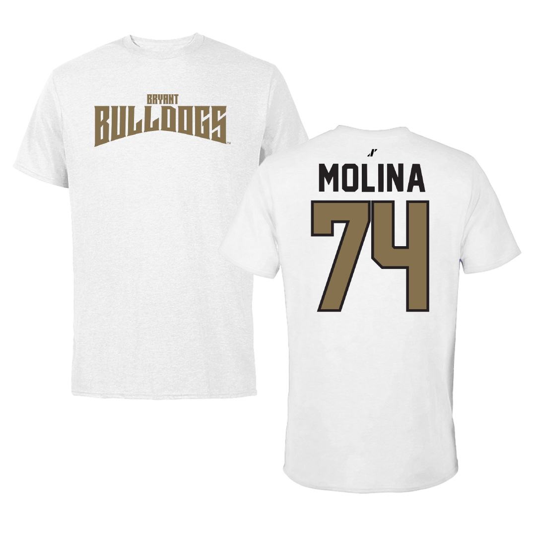 Bryant University Football White Classic Performance Tee - #74 Nick Molina