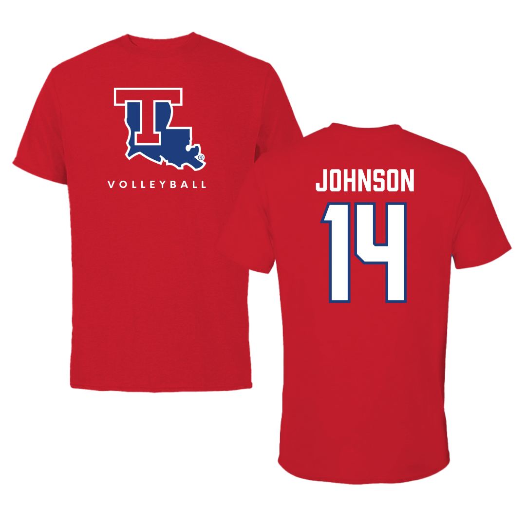 Louisiana Tech University Volleyball Red Performance Tee - #14 McKenzie Johnson