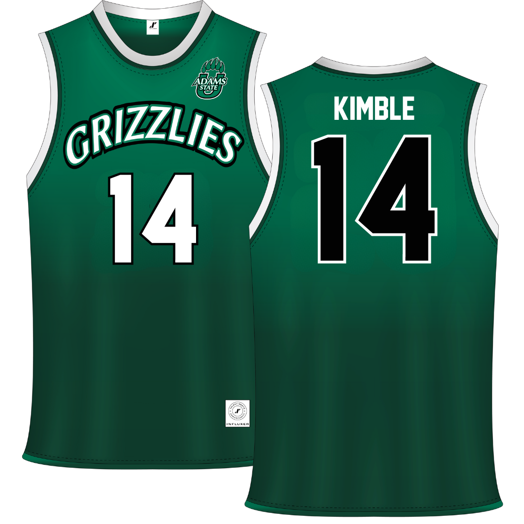 Adams State University Green Basketball Jersey - #14 Cam Kimble