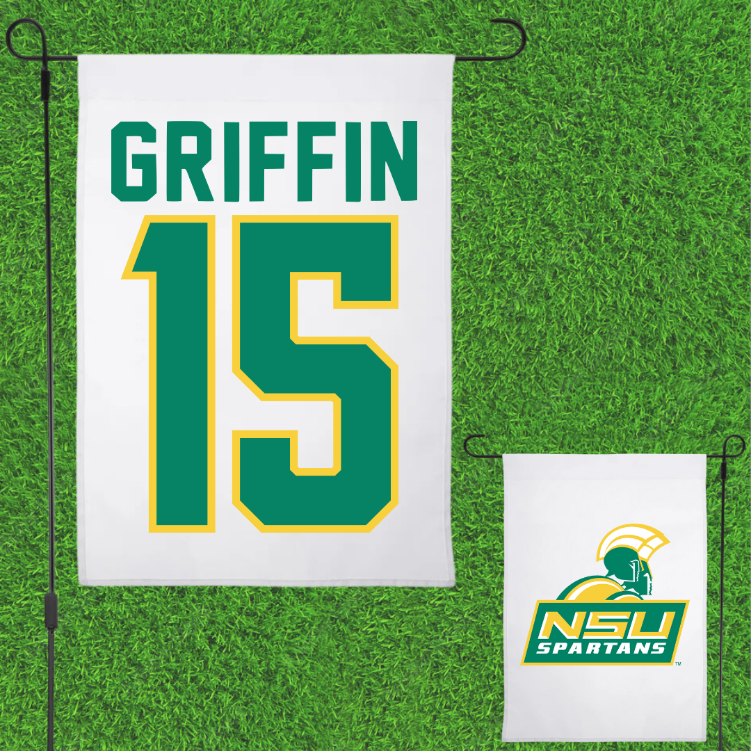 Norfolk State University Football White Garden Flag - #15 Jordan Griffin