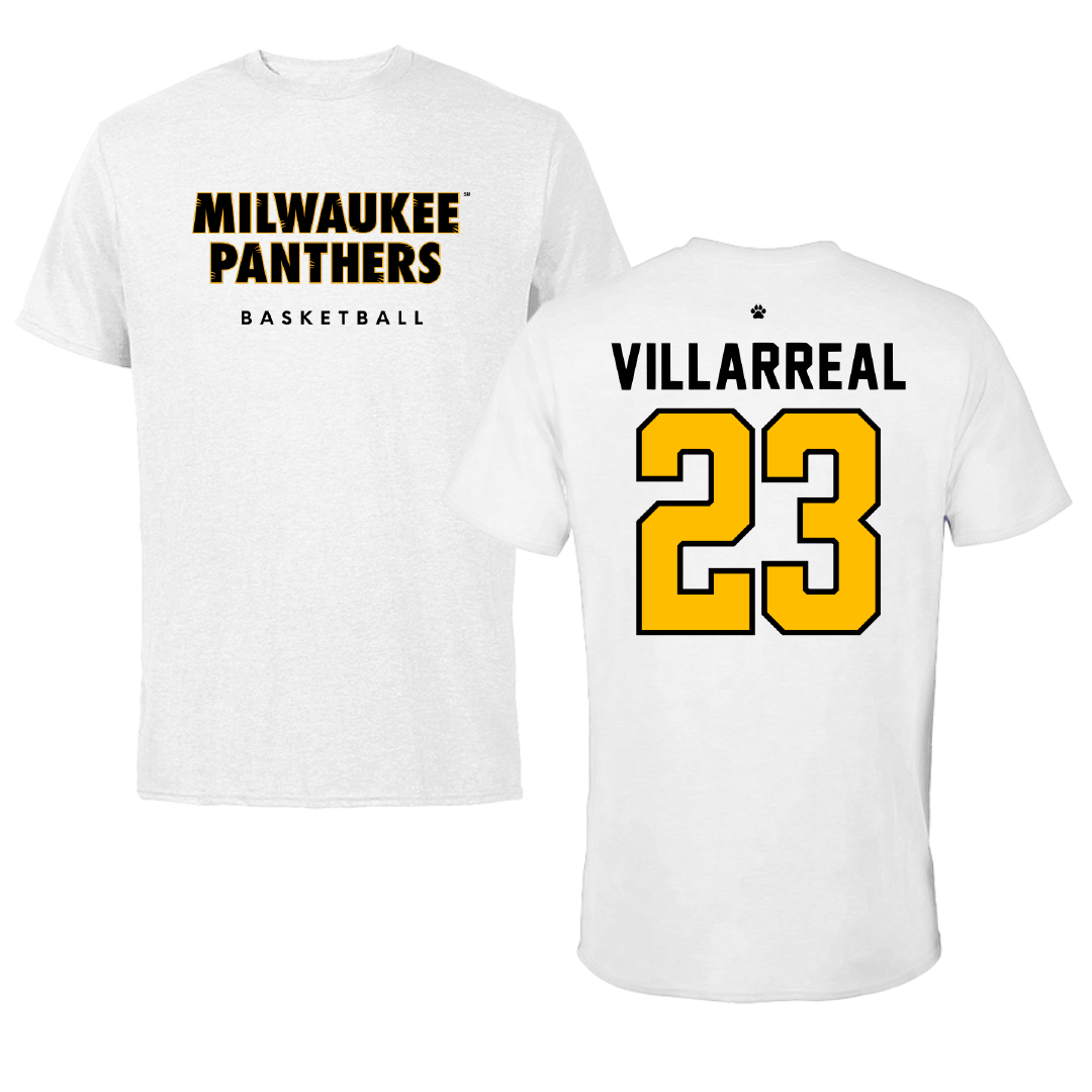 University of Wisconsin-Milwaukee Basketball White Performance Tee - #23 Austin Villarreal