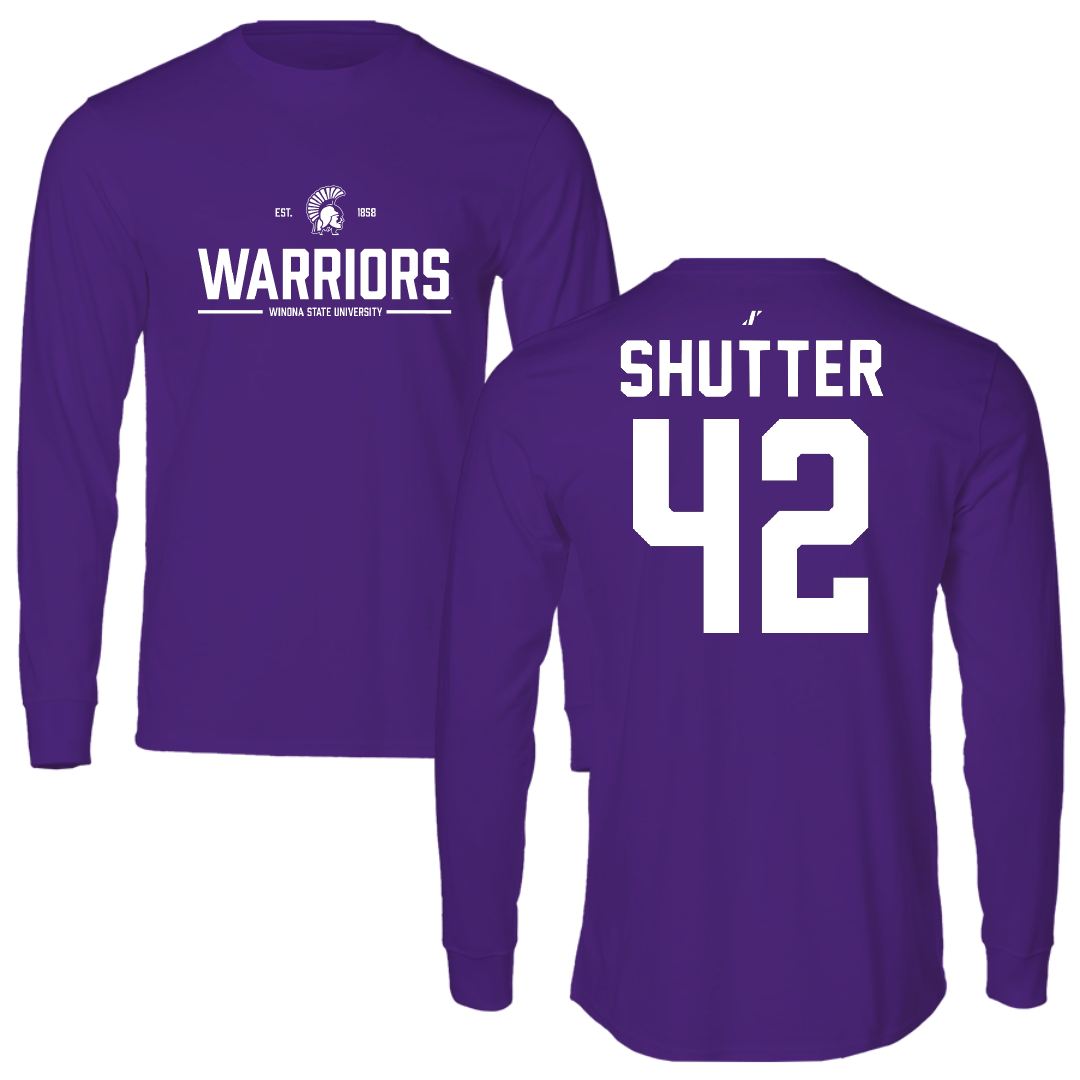 Winona State University Football Purple General Long Sleeve - #42 Sam Shutter