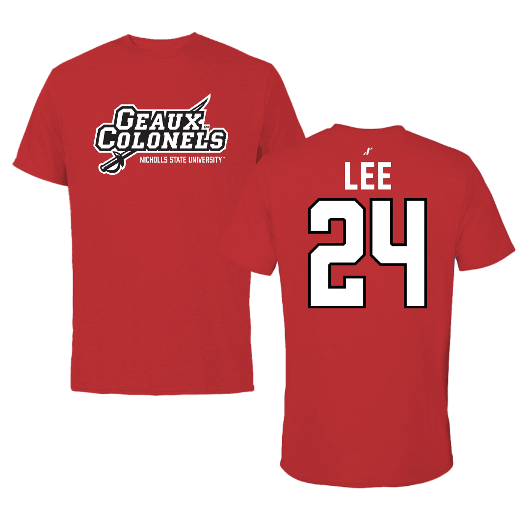 Nicholls State University Basketball Red General Performance Tee - #24 Khia Lee