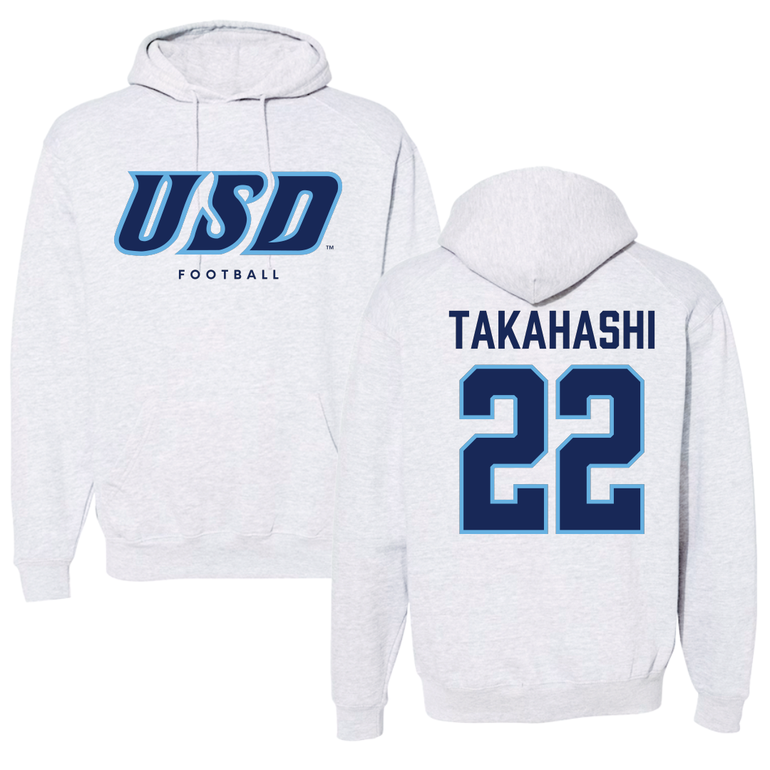 University of San Diego Football Gray Hoodie - #22 Yosei Takahashi