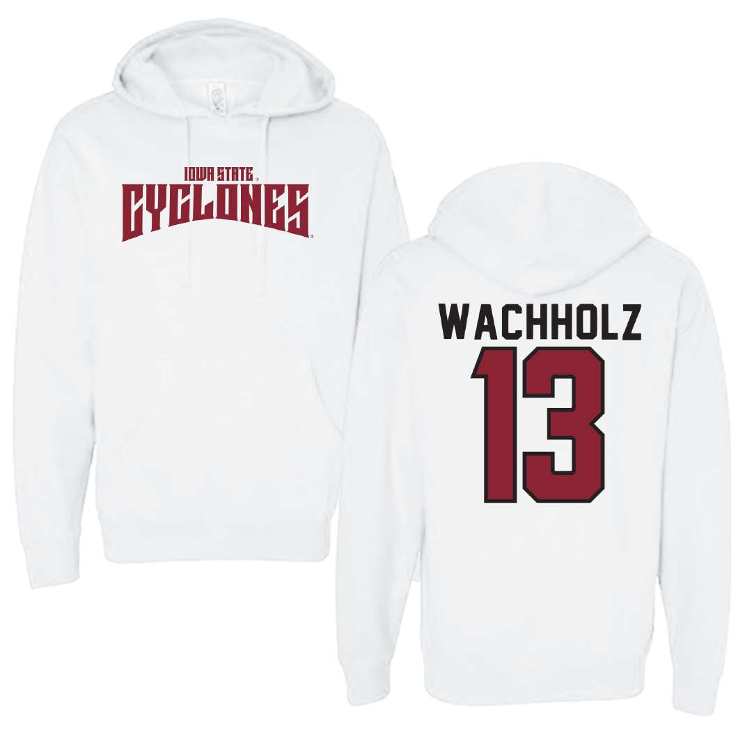 Iowa State University Volleyball White Classic Hoodie - #13 Lilly Wachholz