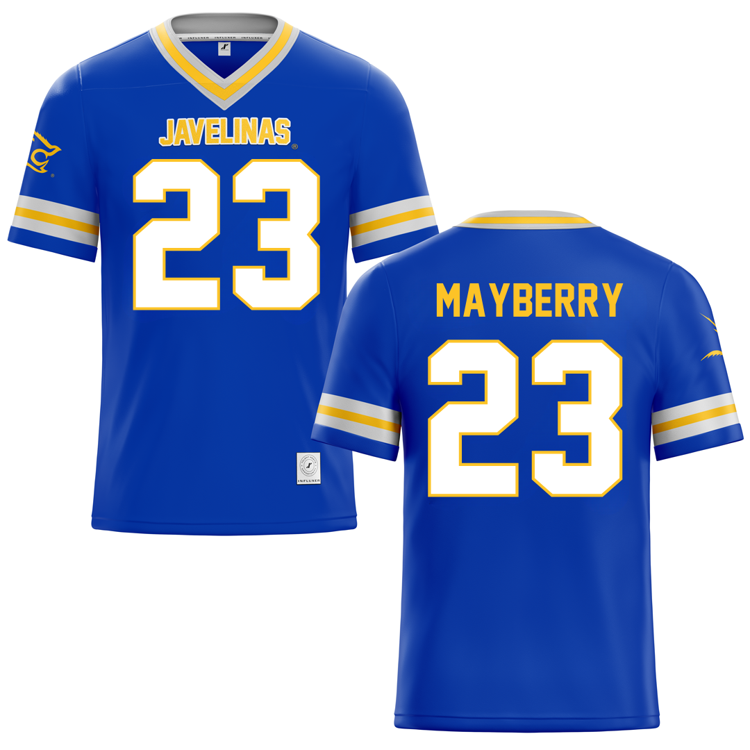 Texas A&M University-Kingsville Blue Football Jersey - #23 Darian Mayberry