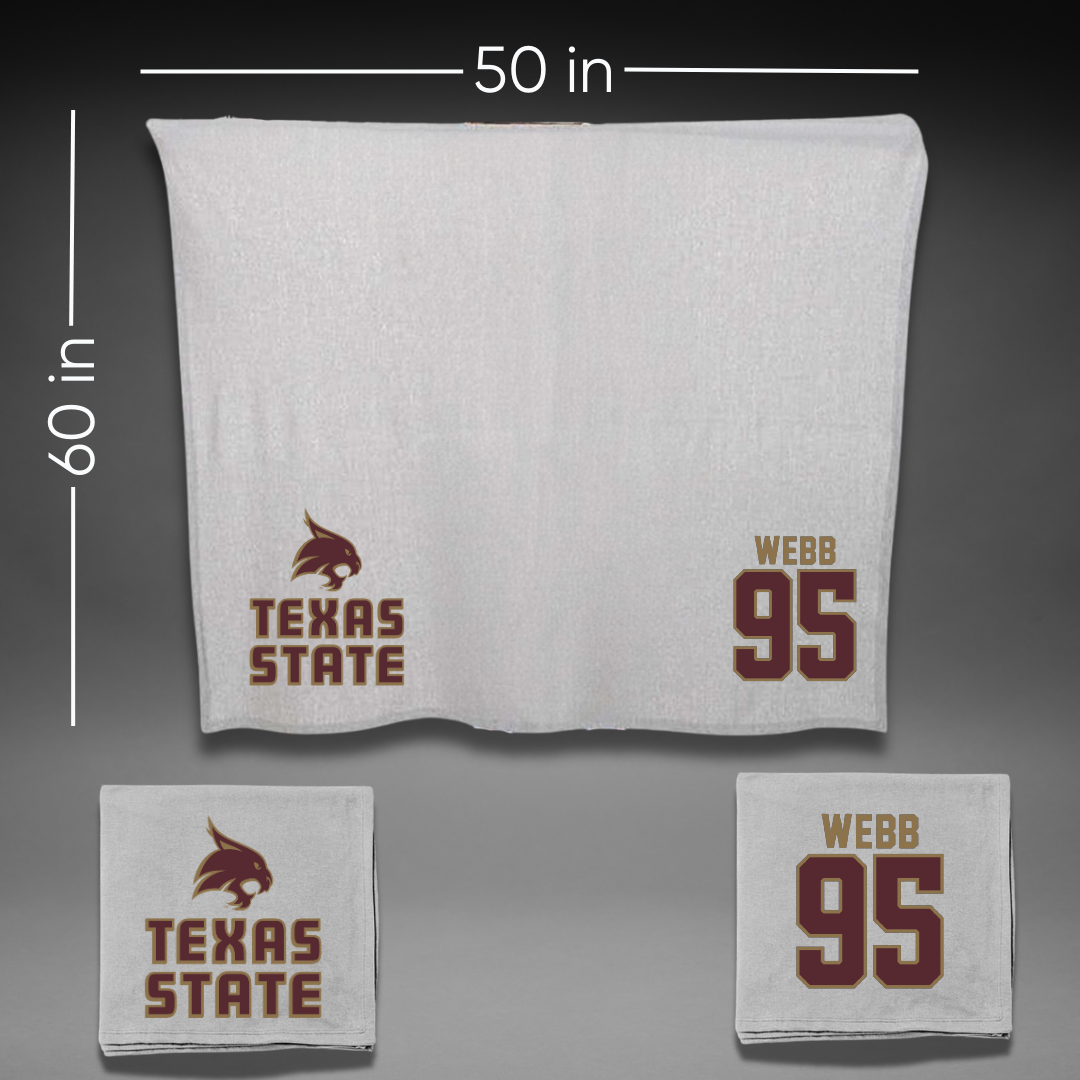 Texas State University Football Gray Blanket - #95 Terry Webb