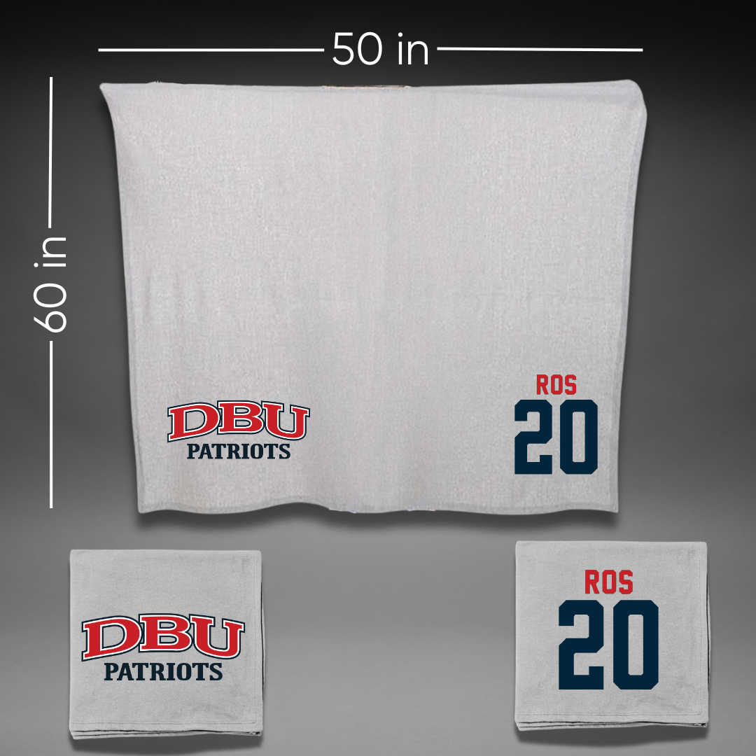 Dallas Baptist University Ice Hockey Gray Blanket - #20 Marley Ros