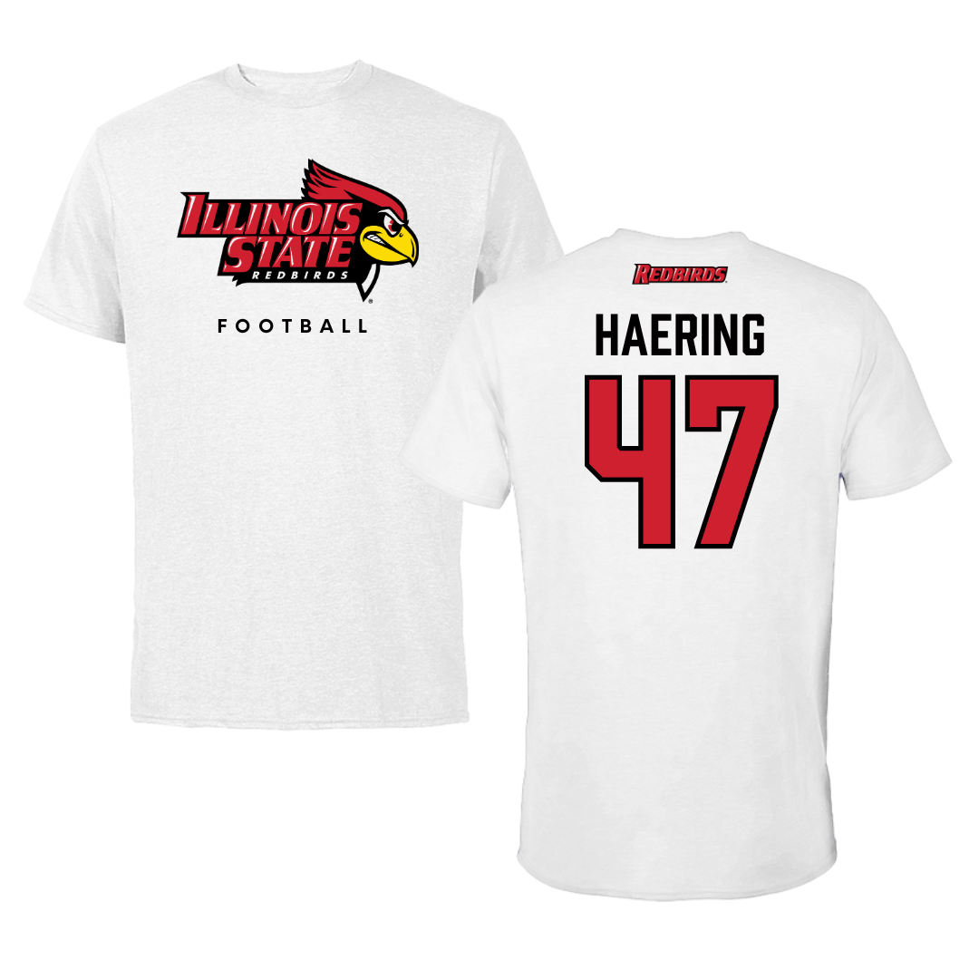 Illinois State University Football White Performance Tee - #47 Mark Haering