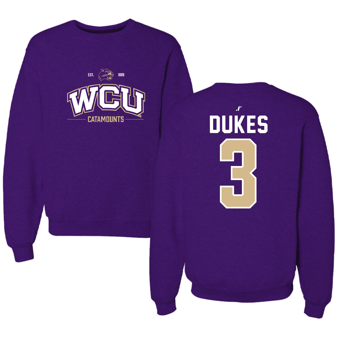 Western Carolina University Football Purple General Crewneck - #3 Samaurie Dukes