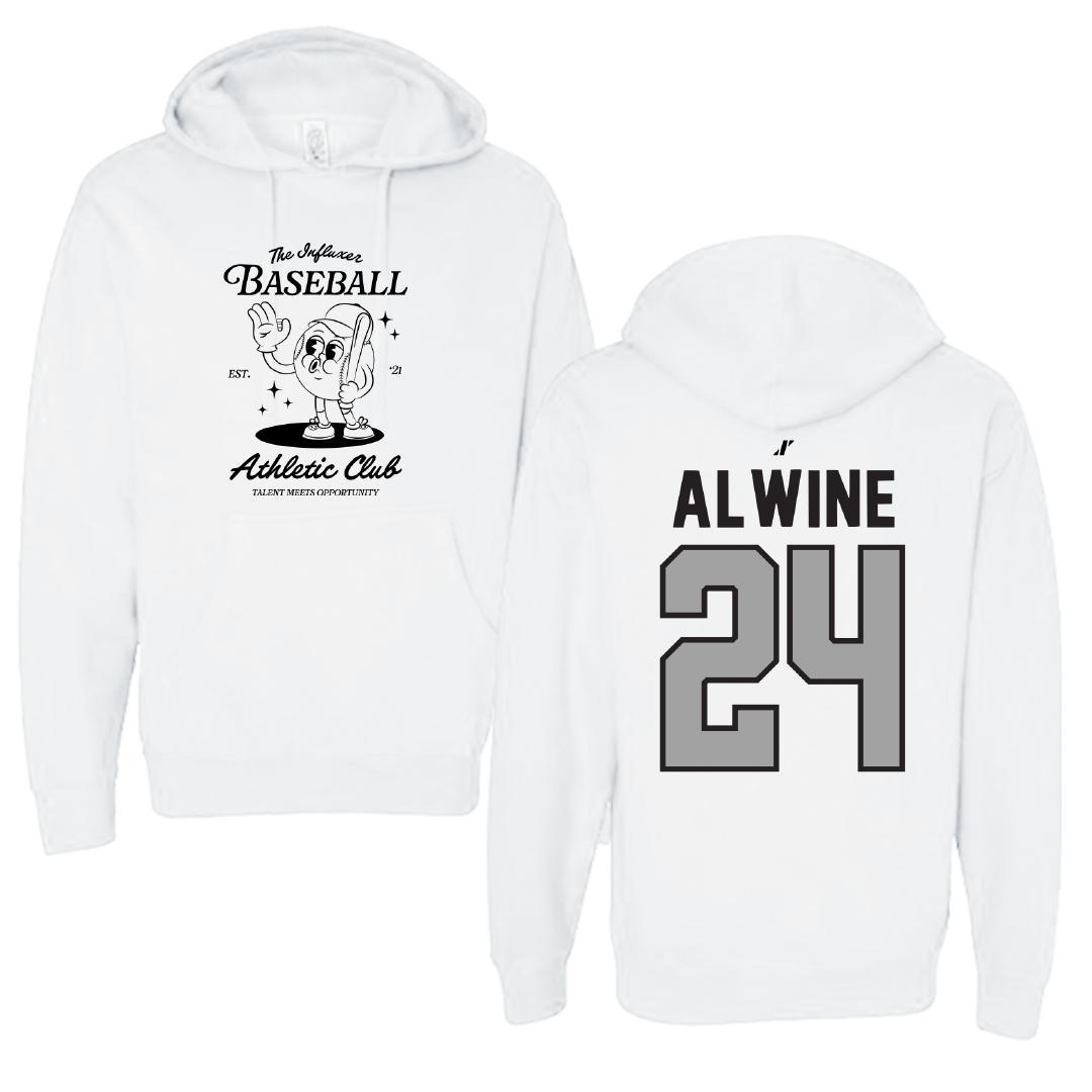 Baseball White Influxer Athletic Club Hoodie - #24 Evan Alwine
