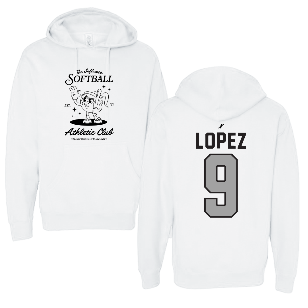 Softball White Influxer Athletic Club Hoodie - #9 Madelyn Lopez