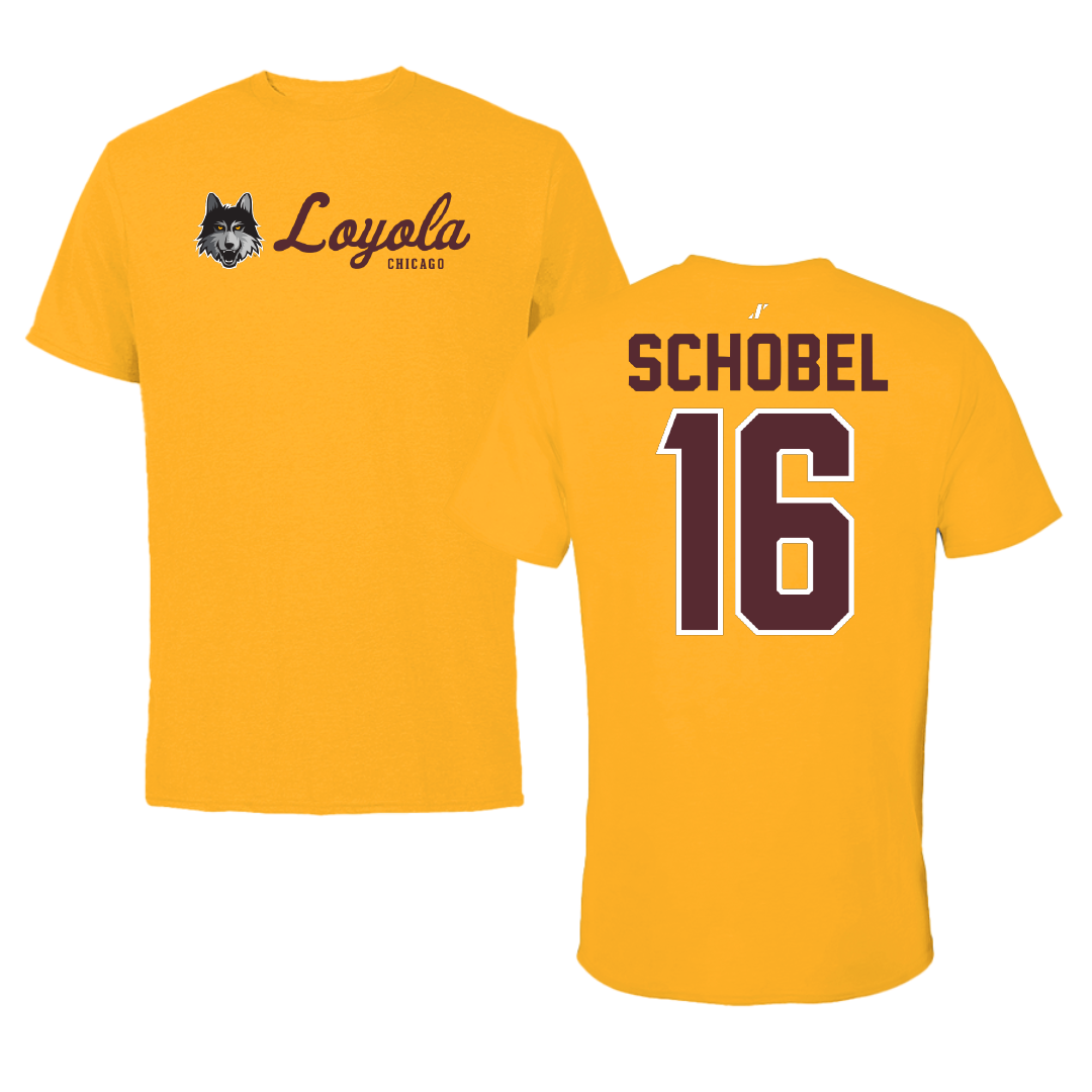 Loyola University-Chicago Volleyball Gold General Performance Tee - #16 Cole Schobel