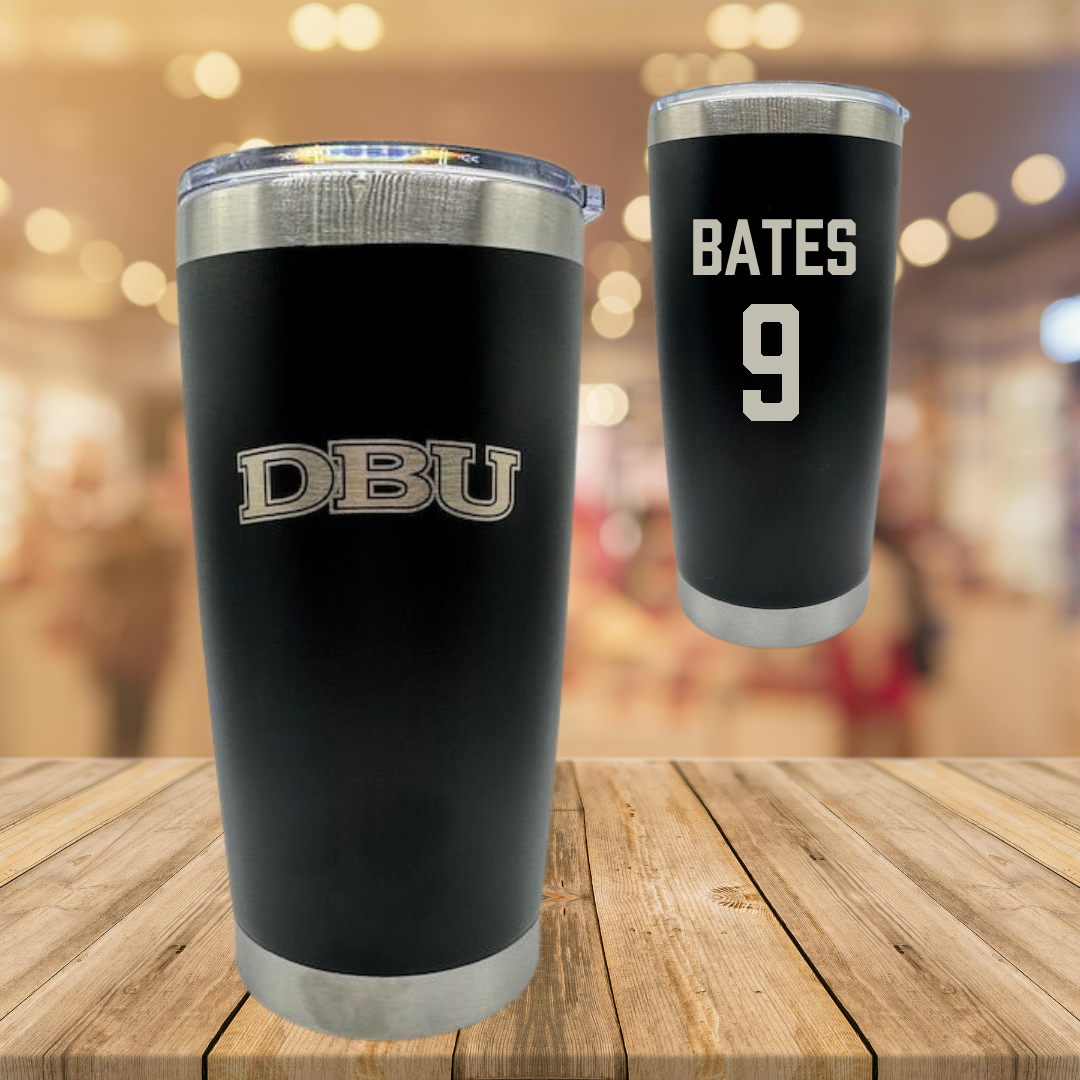 Dallas Baptist University Soccer Black Stainless Steel Tumbler - #9 Emily Bates