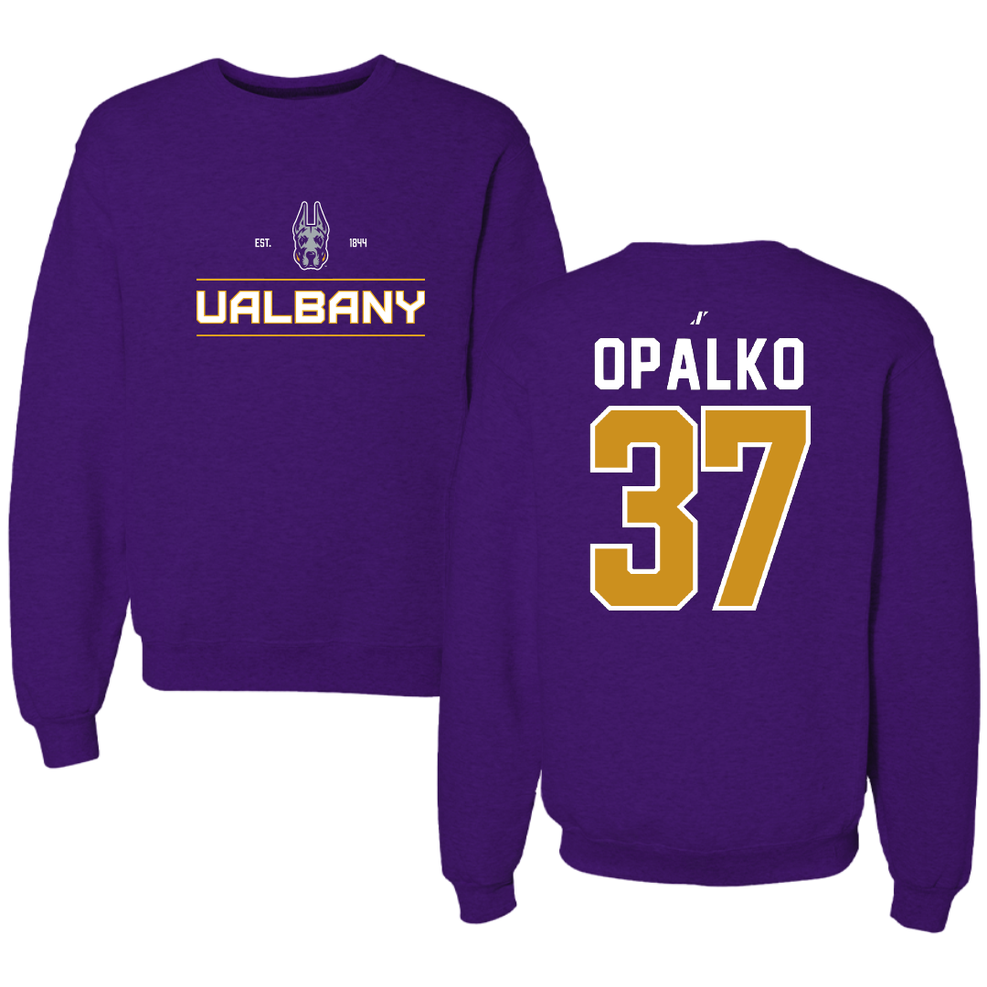University at Albany Football Purple General Crewneck - #37 John Opalko