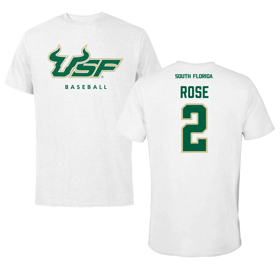 University of South Florida Baseball White Performance Tee - #2 Matt Rose