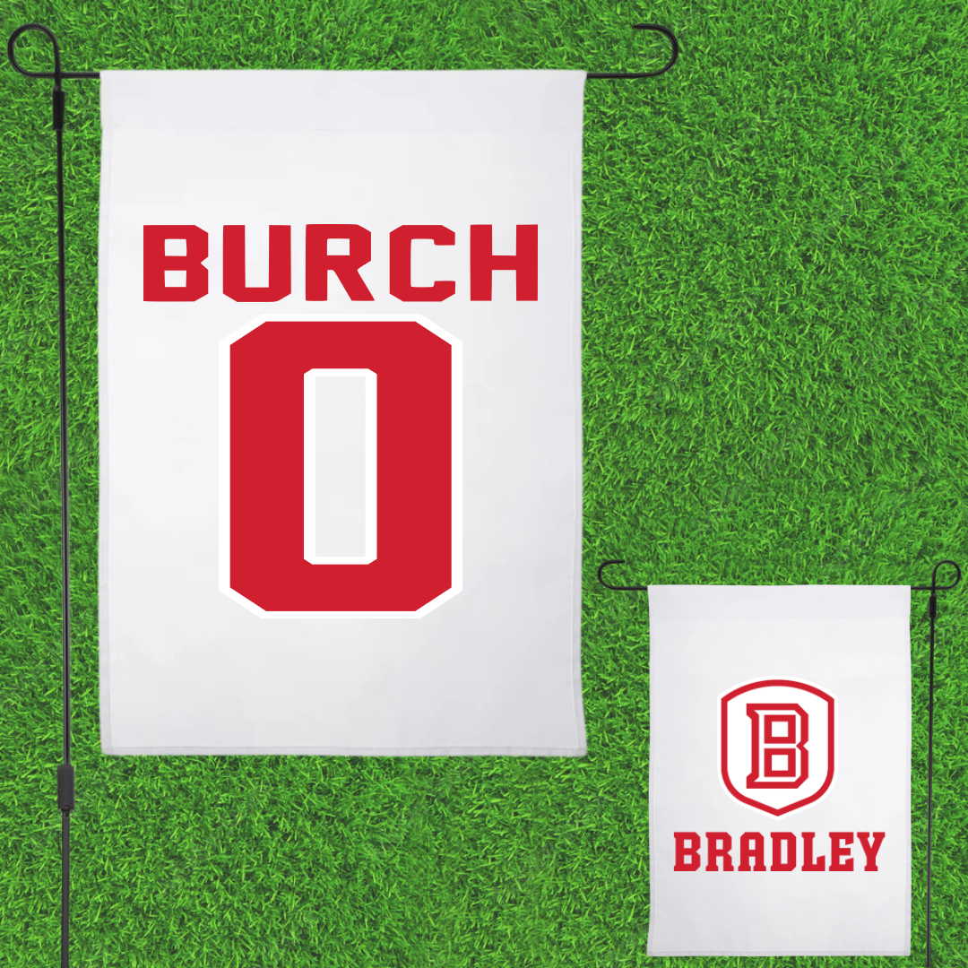 Bradley University Basketball White Garden Flag - #0 Demarion Burch